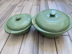 Indit Green Insulated Stainless Steel Casserole Set with Lids - 6500ml & 2600ml